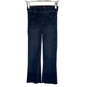Spanx Crop Flare Raw Hem Jeans S Pull On Stretch Wide Leg High Rise Slimming
